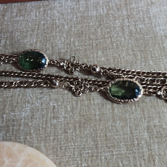 Gold Tone Double Strand Chained Necklace - Picture 10 of 12